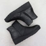 Womens leather wedge ankle boots black Rieker X9165-01 - Image 4