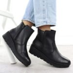 Womens leather wedge ankle boots black Rieker X9165-01 - Image 5