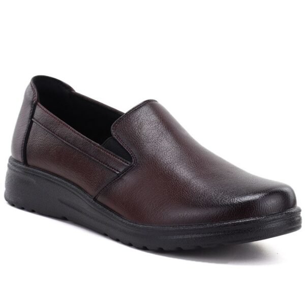 Womens leather wedge slip-on shoes, burgundy, Potocki JE19505