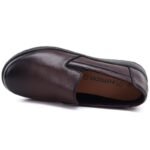 Womens leather wedge slip-on shoes, burgundy, Potocki JE19505 - Image 4