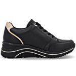 Womens leather wedge sneakers black Remonte Rieker D0T03-03 - Image 2