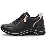 Womens leather wedge sneakers black Remonte Rieker D0T03-03 - Image 3
