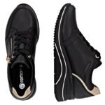Womens leather wedge sneakers black Remonte Rieker D0T03-03 - Image 5