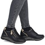 Womens leather wedge sneakers black Remonte Rieker D0T03-03 - Image 6