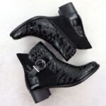 Womens patent leather ankle boots with heels, black Remonte Rieker R5188-02 - Image 4