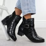 Womens patent leather ankle boots with heels, black Remonte Rieker R5188-02 - Image 5