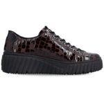 Womens patent leather sneakers crocodile brown Rieker N2555-25 - Image 2