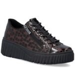 Womens patent leather sneakers crocodile brown Rieker N2555-25