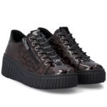 Womens patent leather sneakers crocodile brown Rieker N2555-25 - Image 4