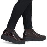 Womens patent leather sneakers crocodile brown Rieker N2555-25 - Image 6