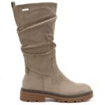 Womens warm, crinkled suede boots, beige M.Daszyński SA259-3 - Image 2