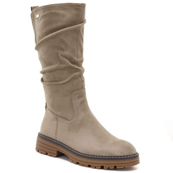 Womens warm, crinkled suede boots, beige M.Daszyński SA259-3