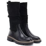 Womens warm, ruffled boots, black M.Daszyński SA259- - Image 4