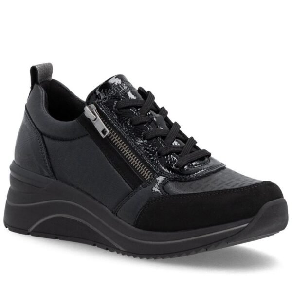 Womens wedge sneakers black Remonte Rieker D0T22-03